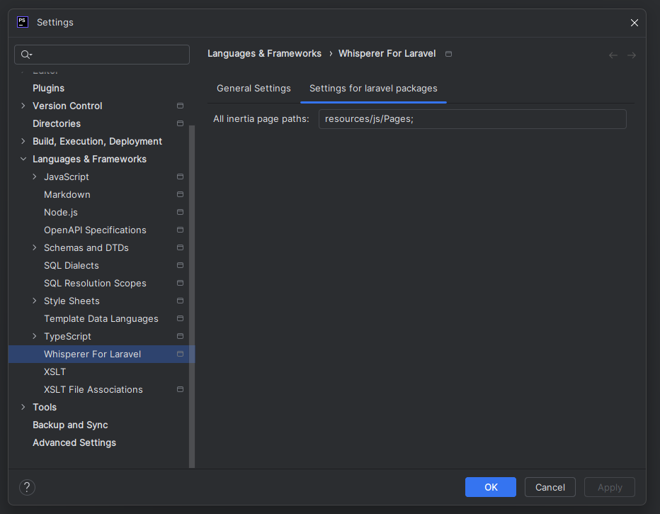 Settings Laravel packages